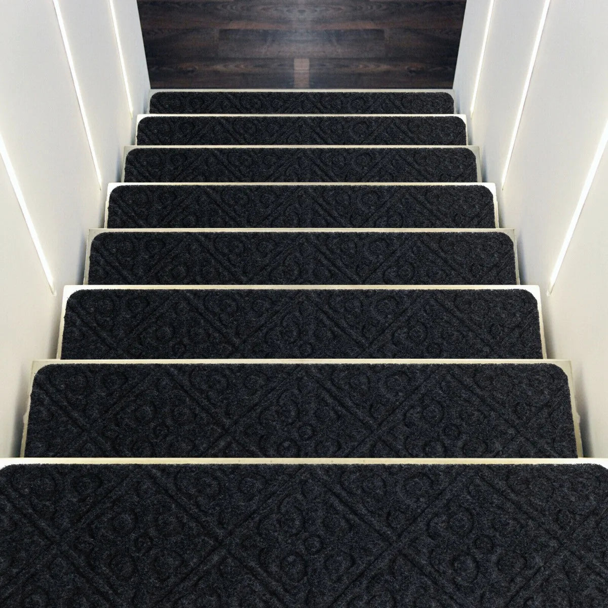 15 PCS Slip-resistant Stair Mats with Waterproof Material for Kids/Elderly/Pets-Grey