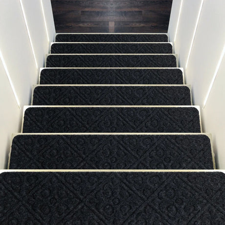 15 PCS Slip-resistant Stair Mats with Waterproof Material for Kids/Elderly/Pets-Grey