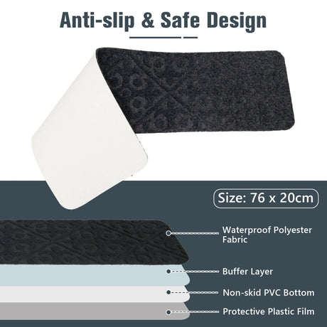 15 PCS Slip-resistant Stair Mats with Waterproof Material for Kids/Elderly/Pets-Grey