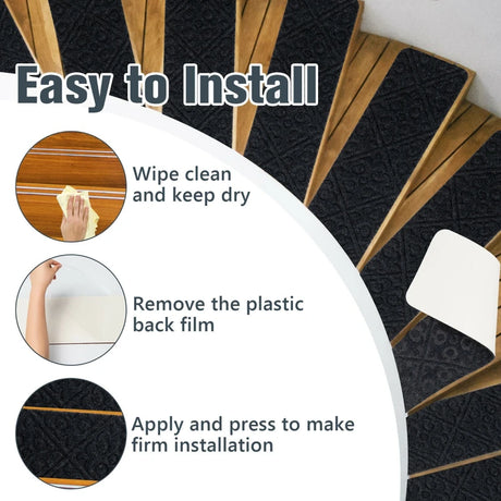 15 PCS Slip-resistant Stair Mats with Waterproof Material for Kids/Elderly/Pets-Grey