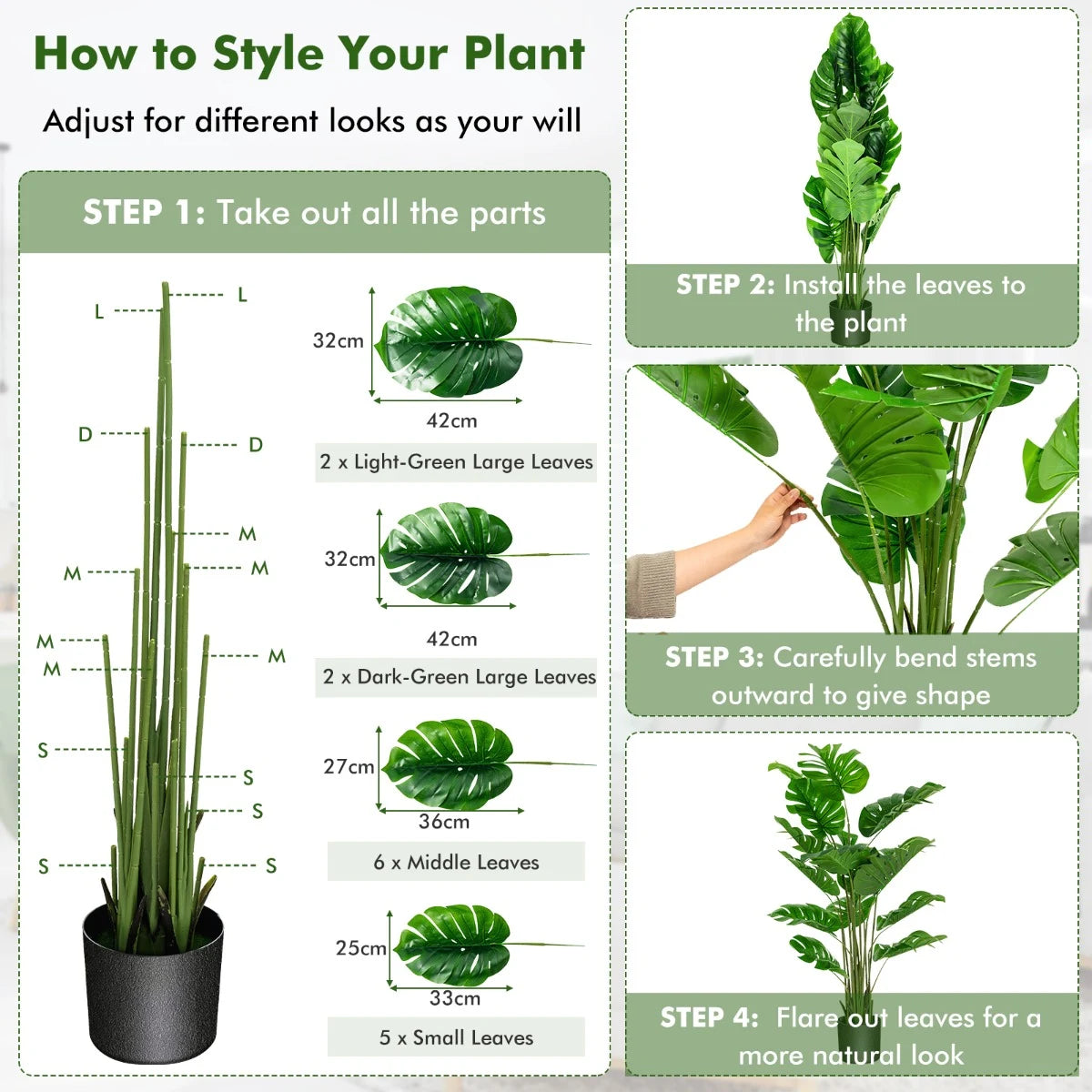 5 Feet Artificial Tree Faux Monstera Deliciosa Plant for Home Indoor and Outdoor