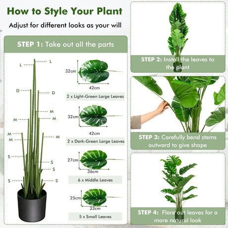 5 Feet Artificial Tree Faux Monstera Deliciosa Plant for Home Indoor and Outdoor