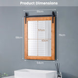 30 x 22 Inch Wall Mount Mirror with Wood Frame-Brown