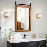 30 x 22 Inch Wall Mount Mirror with Wood Frame-Brown