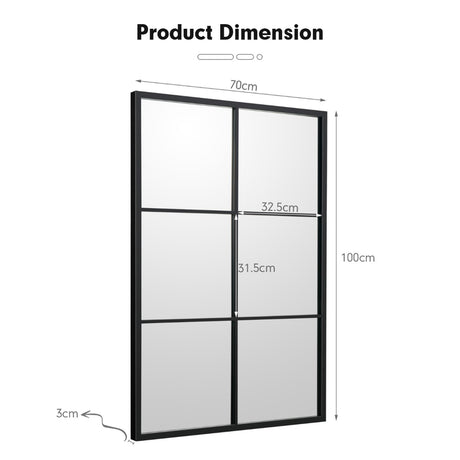Wall Mirror with Black Metal Frame for Bedroom