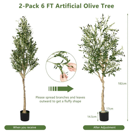 6 Feet  Artificial Olive Tree in Cement Pot-1 Piece