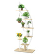 6-Tier 9 Potted Metal Plant Stand Holder Display Shelf with Hook-White
