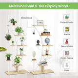 6-Tier 9 Potted Metal Plant Stand Holder Display Shelf with Hook-White