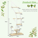6-Tier 9 Potted Metal Plant Stand Holder Display Shelf with Hook-White
