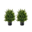 2-Pack Artificial Cedar Topiary Ball Tree with Cement Pot