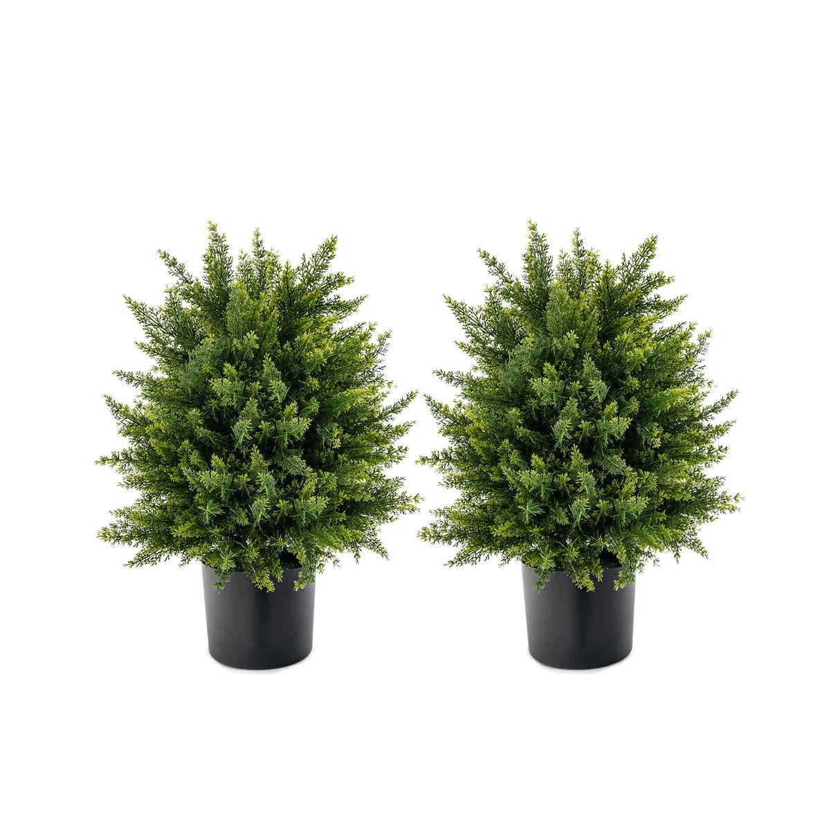 2-Pack Artificial Cedar Topiary Ball Tree with Cement Pot