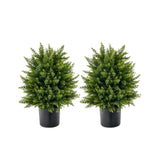 2-Pack Artificial Cedar Topiary Ball Tree with Cement Pot
