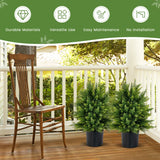2-Pack Artificial Cedar Topiary Ball Tree with Cement Pot