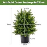 2-Pack Artificial Cedar Topiary Ball Tree with Cement Pot
