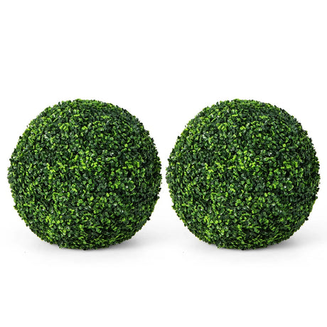 2 Pieces 19 Inch Artificial Topiary Balls Faux Boxwood Ball Plants