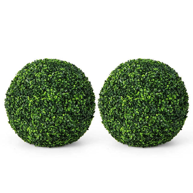 2 Pieces 19 Inch Artificial Topiary Balls Faux Boxwood Ball Plants