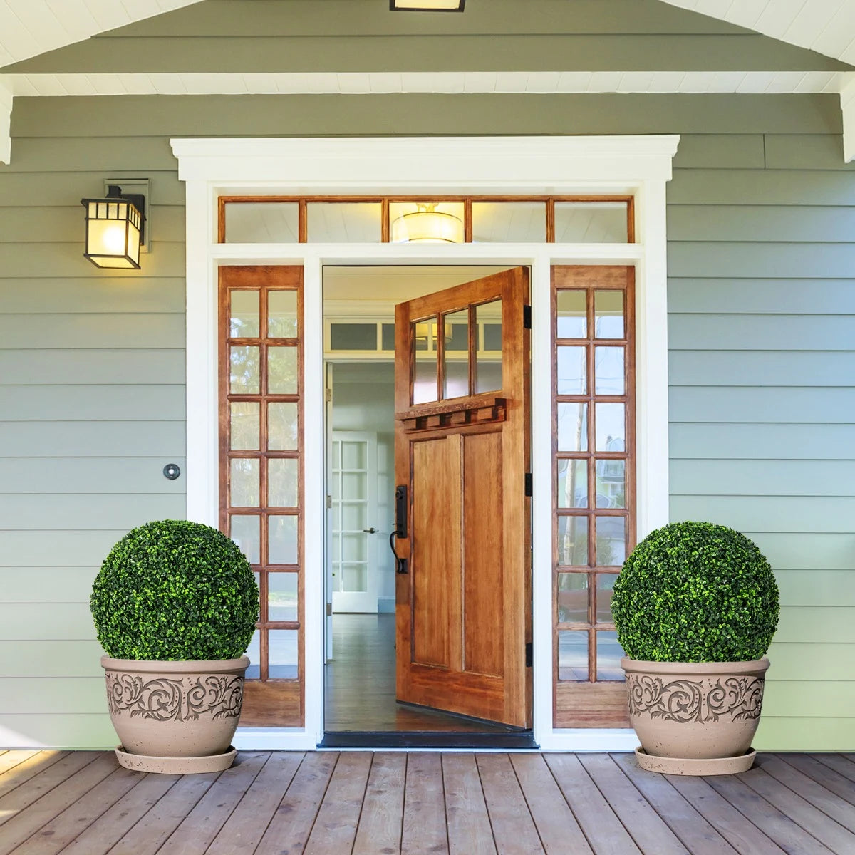 2 Pieces 19 Inch Artificial Topiary Balls Faux Boxwood Ball Plants