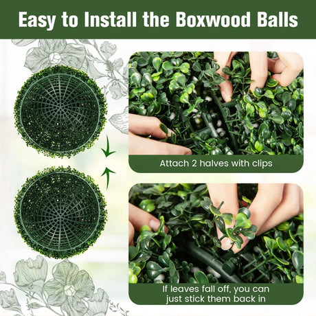 2 Pieces 19 Inch Artificial Topiary Balls Faux Boxwood Ball Plants