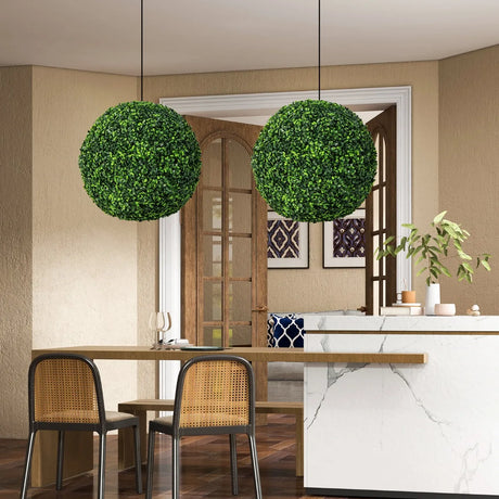 2 Pieces 19 Inch Artificial Topiary Balls Faux Boxwood Ball Plants
