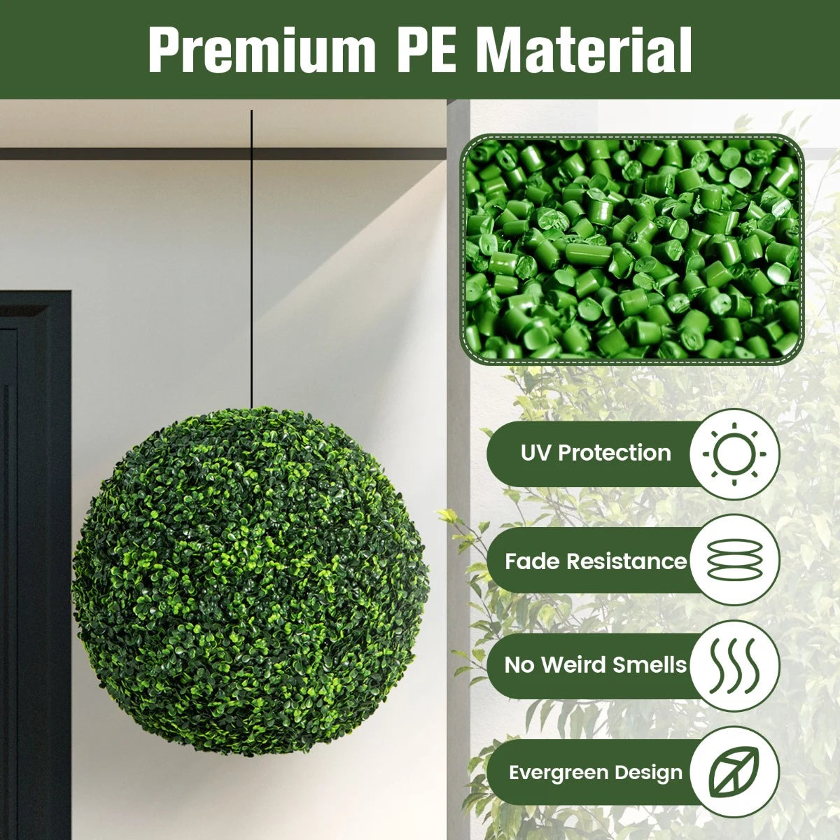 2 Pieces 19 Inch Artificial Topiary Balls Faux Boxwood Ball Plants