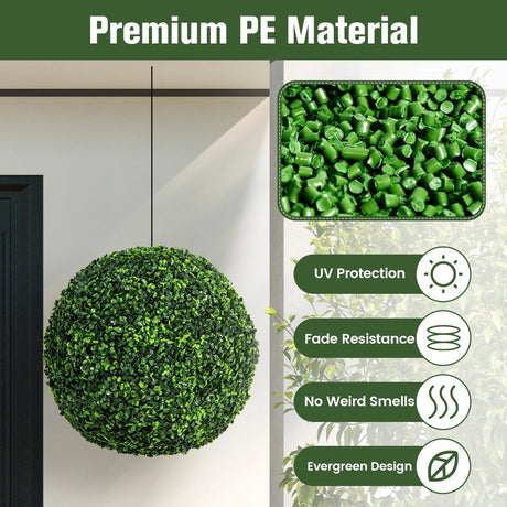 2 Pieces 19 Inch Artificial Topiary Balls Faux Boxwood Ball Plants