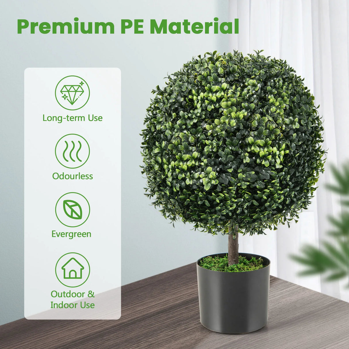 Artificial Ball Tree set of 2 with Natural Look and Water Resistance