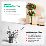 140 CM Artificial Bougainvillea Tree with 252 Flowers and 630 Leaves and Real Wood Trunk