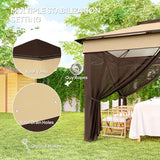 Outsunny 3 x 3(m) Pop Up Gazebo, Height Adjustable Instant Event Shelter with Netting and Carrying Bag, Beige