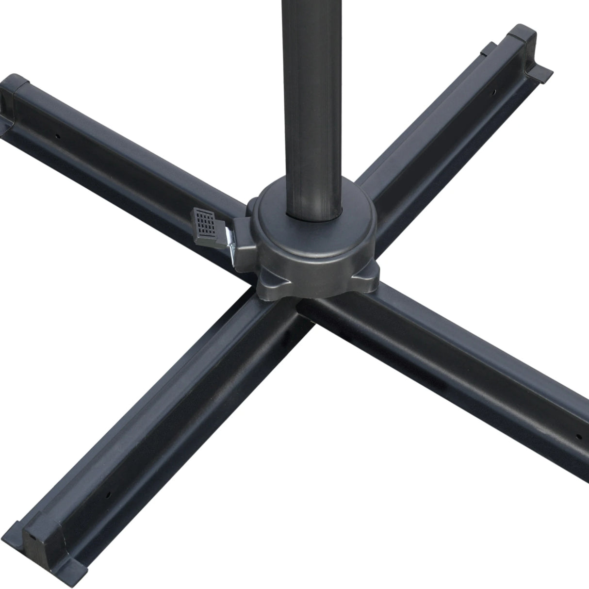Outsunny 2.7 x 2.7 m Cantilever Parasol, Square Overhanging Umbrella with Cross Base, Crank Handle, Tilt, 360 Rotation and Aluminium Frame, Dark Grey