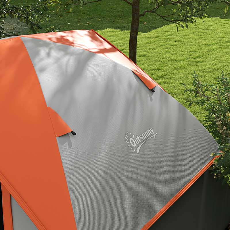 Outsunny Two Man Single Room Dome Tent, with Accessories - Orange/Grey