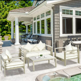 Outsunny 4 Pieces Outdoor Garden Furniture Set, Aluminium Frame Backyard Furniture w/ Thick Padded Cushioned Loveseat, 2 Chairs, and Glass Top Table, Champagne Gold