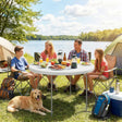 Outsunny 4ft Folding Picnic Table, Camping Table with Non-slip Foot Pads and Metal Frame, 100 kg Load, for Garden, White
