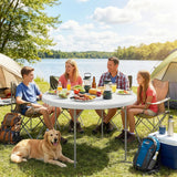 Outsunny 4ft Folding Picnic Table, Camping Table with Non-slip Foot Pads and Metal Frame, 100 kg Load, for Garden, White