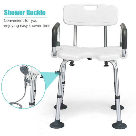 Non-Slip Shower Chair with U-Shaped Cutout for Elderly and Disabled-White