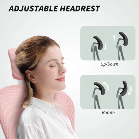 Vinsetto Multi-Adjustable Office Chair, with Lumbar Support, Headrest and Mesh Back - Pink