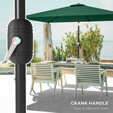 Outsunny Garden Parasol, Parasol Umbrella with Crank Handle, Tilt Function, Polyester Canopy, Green