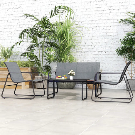 Outsunny Four-Piece Minimalistic Garden Sofa Set - Light Grey
