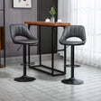 HOMCOM Bar Stools Set of 2, Swivel Counter Height Barstools with Back, Adjustable PU Leather Bar Chairs, Modern Armless Kitchen Island Stool, Dark Grey