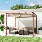 Outsunny 3 x 3 m Retractable Roof Pergola - Natural Wood Finish