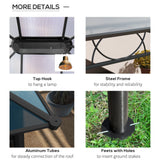 Outsunny Hardtop Gazebo Garden Pavilion with UV Resistant Polycarbonate Roof, Curtains, Steel & Aluminium Frame, 3 x 4m, Grey