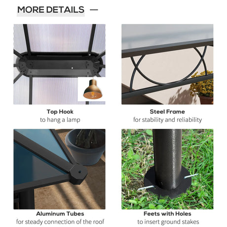 Outsunny Hardtop Gazebo Garden Pavilion with UV Resistant Polycarbonate Roof, Curtains, Steel & Aluminium Frame, 3 x 4m, Grey