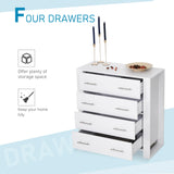 HOMCOM Chest Of 4 Drawers Storage Cabinet Bedroom Clothes w/Metal Handles Base Freestanding Unit Furnishing Living Room White