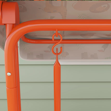 AIYAPLAY Kids Porch Swing, 2-Seater Patio Swing Bench Hammock with Seat Belts, Adjustable Canopy for Garden, Orange