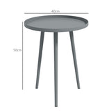 Outsunny Round Garden Coffee Table, Outdoor Side Table with Rounded Steel Edge, 40 x 50H cm, Grey
