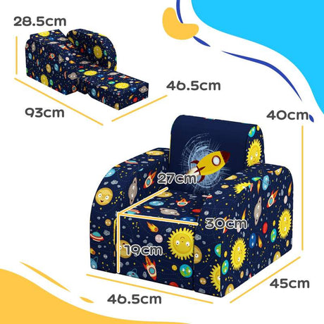 AIYAPLAY Foldable Toddler Chair Soft Snuggle Sponge Filled for Bedroom Playroom, Aged 18 Months to 3 Years - Dark Blue