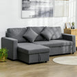 HOMCOM 3 Seater Pull Out Sofa Bed with Storage, Pre-Assembled & Delivered to Your Home for Free, Dark Grey