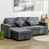 HOMCOM 3 Seater Pull Out Sofa Bed with Storage, Pre-Assembled & Delivered to Your Home for Free, Dark Grey