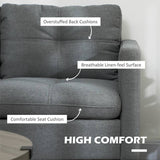 HOMCOM Two-Seater Sofa, with Steel Legs - Grey