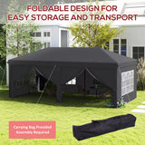 Outsunny Outsunny 3 x 6 m Garden Pop Up Gazebo, Wedding Party Tent Marquee, Water Resistant Awning Canopy with Sidewalls, Windows, Carry Bag, Grey