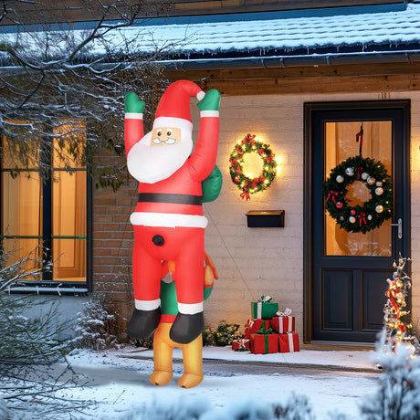 Outsunny 7FT Hanging Christmas Inflatable Santa with Dog, Christmas Blow Up Decoration with Built-in LED Lights for Garden, Indoor Outdoor Home Decor